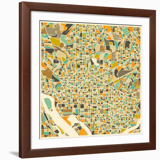 Washington D.C. Map-Jazzberry Blue-Framed Art Print