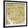 Washington D.C. Map-Jazzberry Blue-Framed Art Print