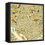 Washington D.C. Map-Jazzberry Blue-Framed Stretched Canvas