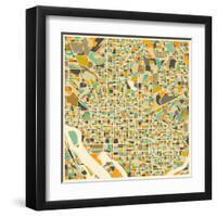 Washington D.C. Map-Jazzberry Blue-Framed Art Print