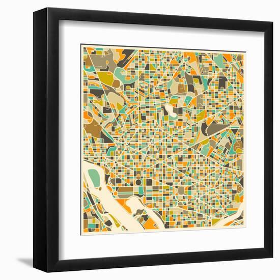 Washington D.C. Map-Jazzberry Blue-Framed Art Print