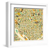 Washington D.C. Map-Jazzberry Blue-Framed Art Print