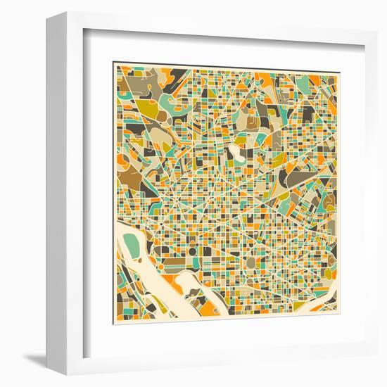 Washington D.C. Map-Jazzberry Blue-Framed Art Print