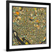 Washington D.C. Map-Jazzberry Blue-Framed Art Print