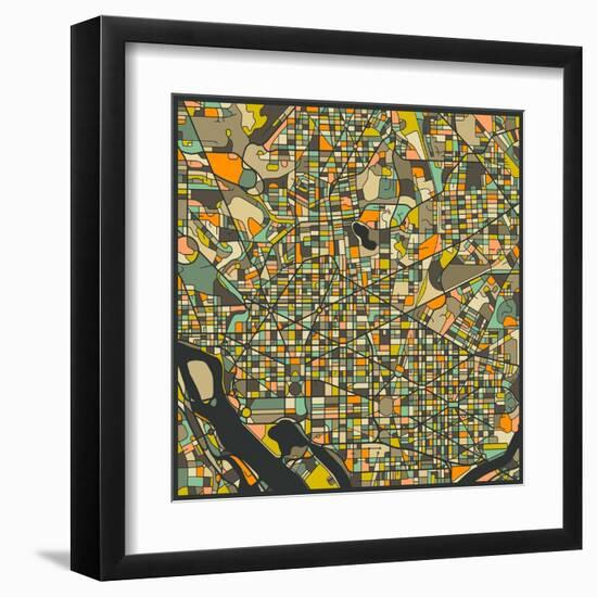 Washington D.C. Map-Jazzberry Blue-Framed Art Print