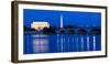 WASHINGTON D.C. - Memorial Bridge at dusk spans Potomac River and features Lincoln Memorial and...-null-Framed Photographic Print