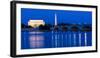 WASHINGTON D.C. - Memorial Bridge at dusk spans Potomac River and features Lincoln Memorial and...-null-Framed Photographic Print