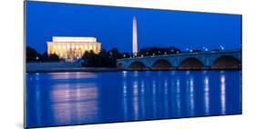 WASHINGTON D.C. - Memorial Bridge at dusk spans Potomac River and features Lincoln Memorial and...-null-Mounted Photographic Print