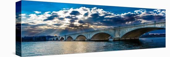 WASHINGTON D.C. - Memorial Bridge at dusk spans Potomac River at sunset-null-Stretched Canvas