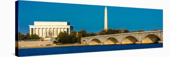 WASHINGTON D.C. - Memorial Bridge spans Potomac River and features Lincoln Memorial and Washingt...-null-Stretched Canvas