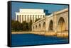 WASHINGTON D.C. - Memorial Bridge spans Potomac River and features Lincoln Memorial-null-Framed Stretched Canvas