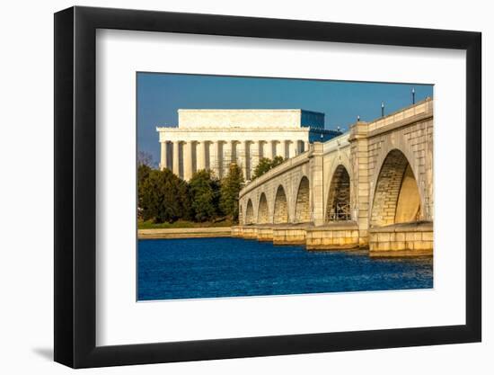 WASHINGTON D.C. - Memorial Bridge spans Potomac River and features Lincoln Memorial-null-Framed Photographic Print