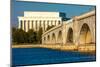 WASHINGTON D.C. - Memorial Bridge spans Potomac River and features Lincoln Memorial-null-Mounted Photographic Print