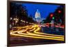 WASHINGTON D.C. - Pennsylvania Ave to US Capitol with streaked lights going towards US Capitol-null-Framed Photographic Print