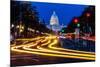 WASHINGTON D.C. - Pennsylvania Ave to US Capitol with streaked lights going towards US Capitol-null-Mounted Photographic Print