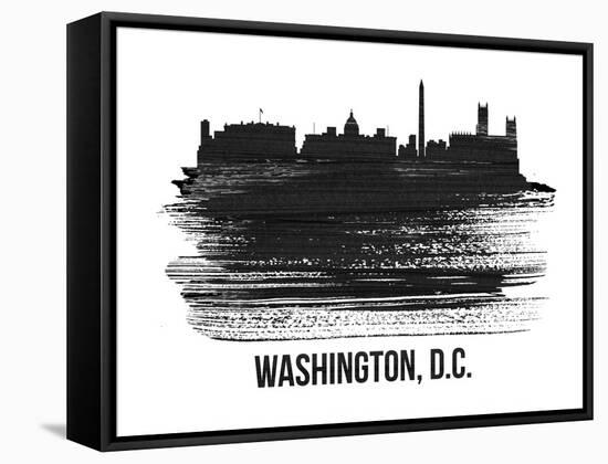 Washington, D.C. Skyline Brush Stroke - Black II-NaxArt-Framed Stretched Canvas