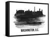 Washington, D.C. Skyline Brush Stroke - Black II-NaxArt-Framed Stretched Canvas