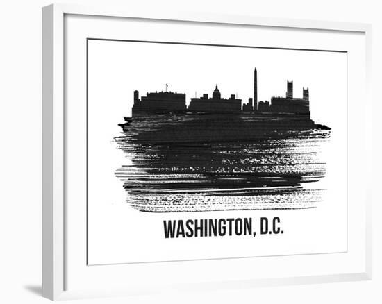 Washington, D.C. Skyline Brush Stroke - Black II-NaxArt-Framed Art Print