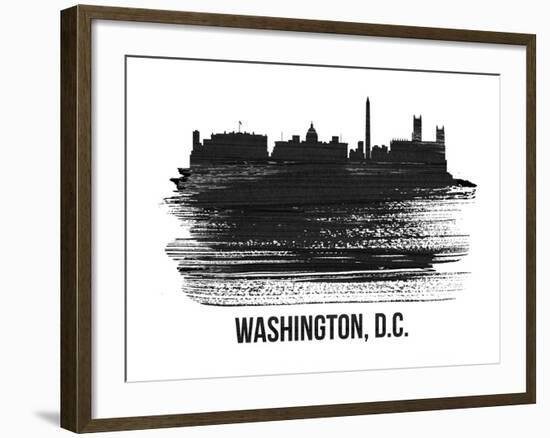 Washington, D.C. Skyline Brush Stroke - Black II-NaxArt-Framed Art Print