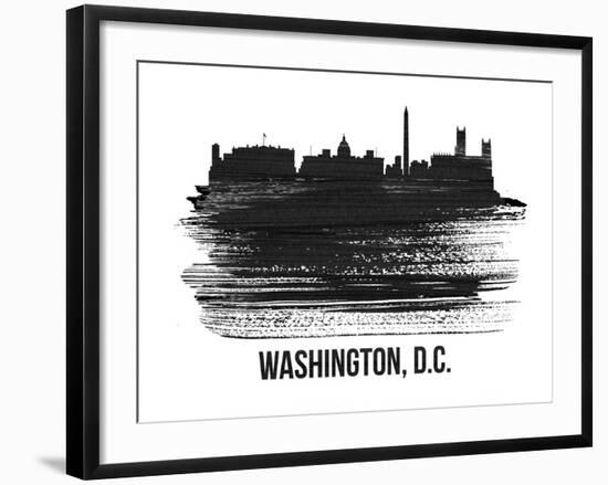 Washington, D.C. Skyline Brush Stroke - Black II-NaxArt-Framed Art Print