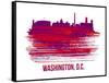 Washington, D.C. Skyline Brush Stroke - Red-NaxArt-Framed Stretched Canvas