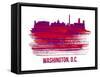 Washington, D.C. Skyline Brush Stroke - Red-NaxArt-Framed Stretched Canvas