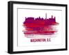 Washington, D.C. Skyline Brush Stroke - Red-NaxArt-Framed Art Print