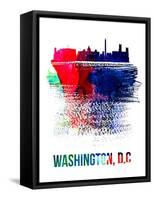 Washington, D.C. Skyline Brush Stroke - Watercolor-NaxArt-Framed Stretched Canvas