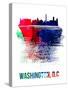 Washington, D.C. Skyline Brush Stroke - Watercolor-NaxArt-Stretched Canvas