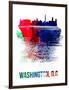 Washington, D.C. Skyline Brush Stroke - Watercolor-NaxArt-Framed Art Print