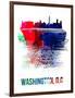 Washington, D.C. Skyline Brush Stroke - Watercolor-NaxArt-Framed Art Print