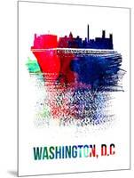Washington, D.C. Skyline Brush Stroke - Watercolor-NaxArt-Mounted Art Print