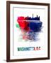 Washington, D.C. Skyline Brush Stroke - Watercolor-NaxArt-Framed Art Print