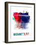 Washington, D.C. Skyline Brush Stroke - Watercolor-NaxArt-Framed Art Print