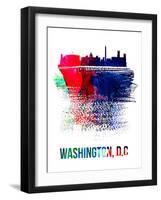 Washington, D.C. Skyline Brush Stroke - Watercolor-NaxArt-Framed Art Print