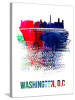 Washington, D.C. Skyline Brush Stroke - Watercolor-NaxArt-Stretched Canvas