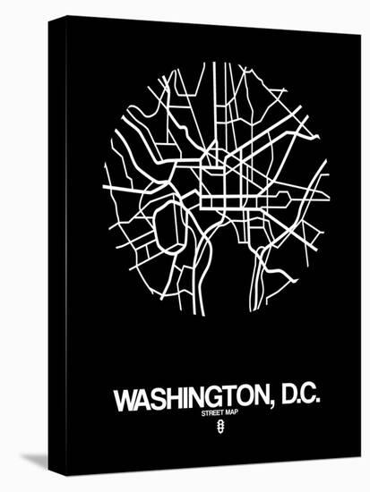 Washington, D.C. Street Map Black-NaxArt-Stretched Canvas