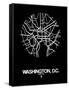 Washington, D.C. Street Map Black-NaxArt-Framed Stretched Canvas