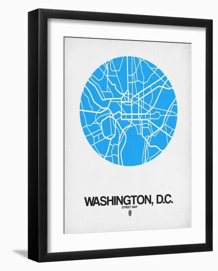 Washington, D.C. Street Map Blue-NaxArt-Framed Art Print