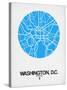 Washington, D.C. Street Map Blue-NaxArt-Stretched Canvas