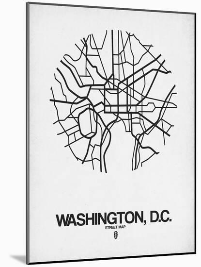 Washington, D.C. Street Map White-NaxArt-Mounted Art Print