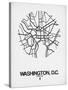 Washington, D.C. Street Map White-NaxArt-Stretched Canvas