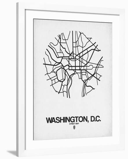 Washington, D.C. Street Map White-NaxArt-Framed Art Print