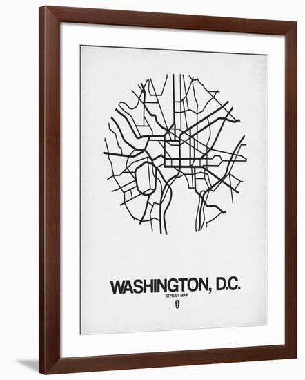 Washington, D.C. Street Map White-NaxArt-Framed Art Print