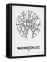 Washington, D.C. Street Map White-NaxArt-Framed Stretched Canvas