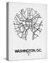 Washington, D.C. Street Map White-NaxArt-Stretched Canvas