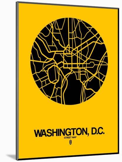 Washington, D.C. Street Map Yellow-NaxArt-Mounted Art Print