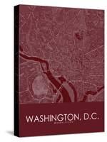 Washington, D.C., United States of America Red Map-null-Stretched Canvas