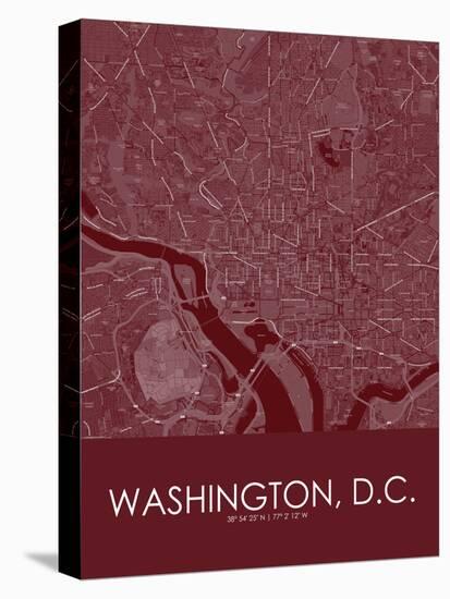 Washington, D.C., United States of America Red Map-null-Stretched Canvas