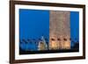 WASHINGTON D.C. - US Flags with cropped view of US Capitol and Washington Monument surrounded by...-null-Framed Photographic Print